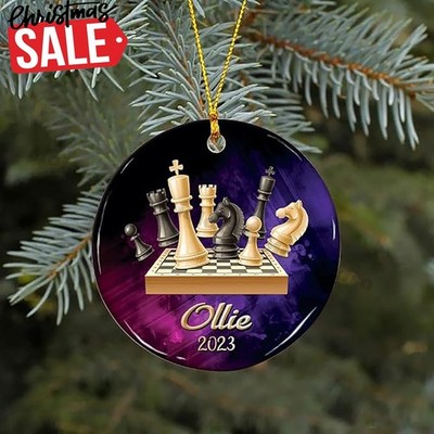 Personalized Chess Player Christmas Christmas Tree Ornament, Custom Christmas...