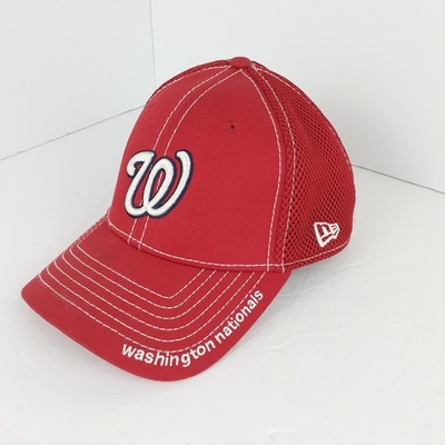 New Era Washington Nationals Fitted Baseball Cap Hat Med Large Red Embroidered