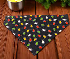 Christmas Dog Bandana Holiday Lights OVER THE COLLAR Bandanna Slide on Scarf