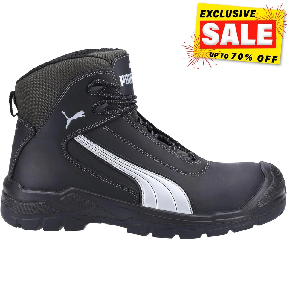 Puma Safety Cascades Mid S3 Leather Protective Safety Work Boot Mens Black