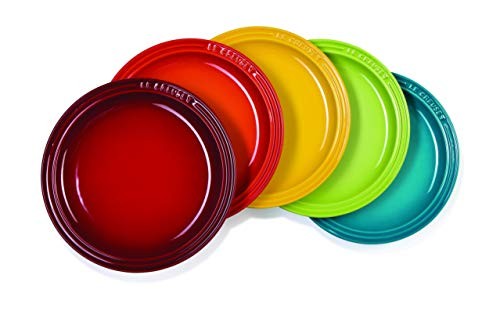 Le Creuset Round Plate LC 23cm 5pcs Set Rainbow Dish Stoneware