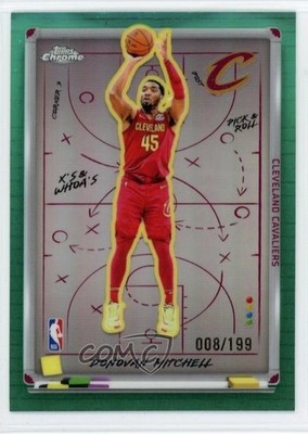 2025-26 Topps Chrome X's and Whoa's! Aqua Refractor 8/199 Donovan Mitchell 11nu