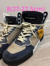 Dolce&Gabbana Men 9.0US High Cut Sneakers Navy/Beige Luxury Casual Stylish Italy
