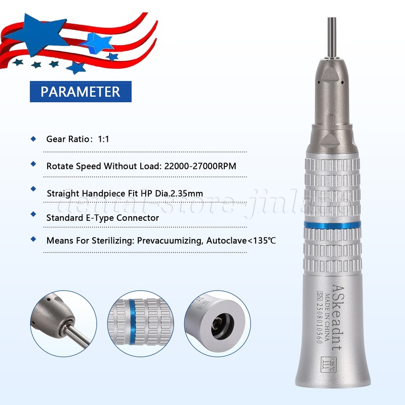 NSK Style Dental Slow Low Speed Straight Nose Cone 1:1 Handpiece Fit Prophy USA