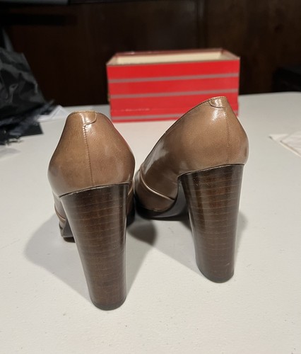 Vintage 1970’s 80’s Mr. Jay Taupe Leather Pumps Heels Made In Italy 6 - Picture 6 of 10