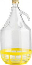 5L Glasballon(Gallone) mit Schraubverschluss & Henkel & Schutzkorb für Wein,Saft