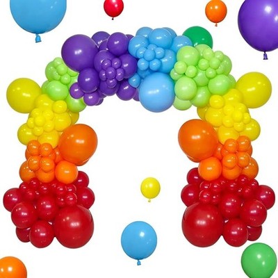 Rainbow Balloon Arch Kit 111pcs Colorful Latex Garland for Birthday & Party Deco