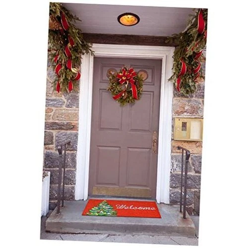  Natura Winter Red Outdoor Welcome Coir Door Mat, 1'5" x 2'6"  - Picture 1 of 3