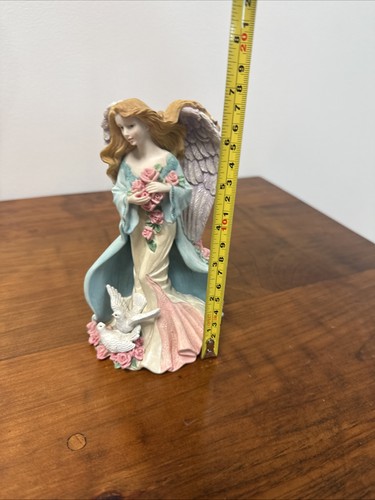 Avon Angel Figurine Taper Candle Holder Lady Princess Floral Pink Vintage 7"Tall - Picture 14 of 14