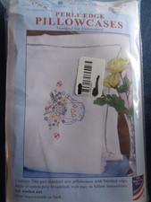 JACK DEMPSEY STAMPED PERLE EDGE PILLOWCASES FOR EMBROIDERY WATERING CAN FLOWERS