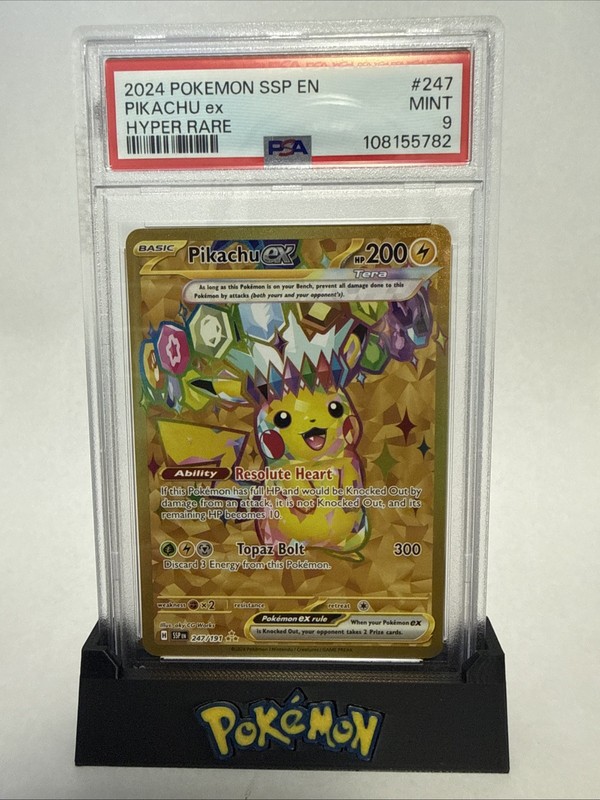 2024 Pokemon SSP en Surging Sparks Hyper Rare Pikachu #247 EX PSA 9 Mint