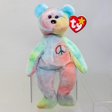 TY Beanie Baby - PEACE the Ty-Dyed Bear Blue/Pink  8.5 inch  MWMT 
