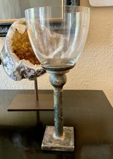 Jan Barboglio Artisan Iron Glass Candle Chalice Goblet Vase Bowl 11.5”