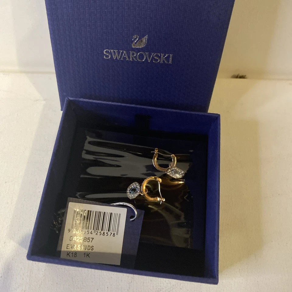 Swarovski Symbolic hoop earrings Evil eye, Blue, Rose gold-tone 5425857 DISPLAY - Image 2 of 2