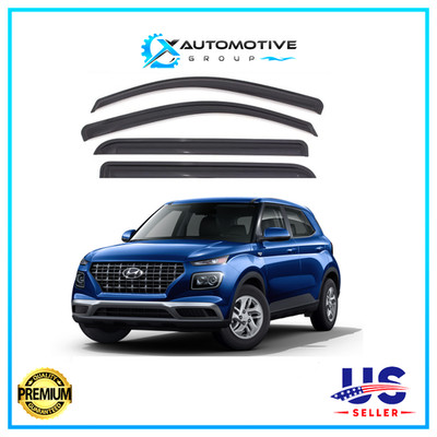 Black Window Vent Visors Rain Guards Deflector For Hyundai Venue 2020-2024