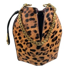 New Alexander McQueen The Bucket Bag Cheetah Print Pony Hair  