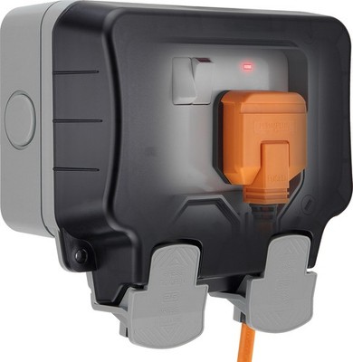 BG Elektro Außen Doppel geschaltet Strom Wandstecker Steckdose wetterfest Nexus
