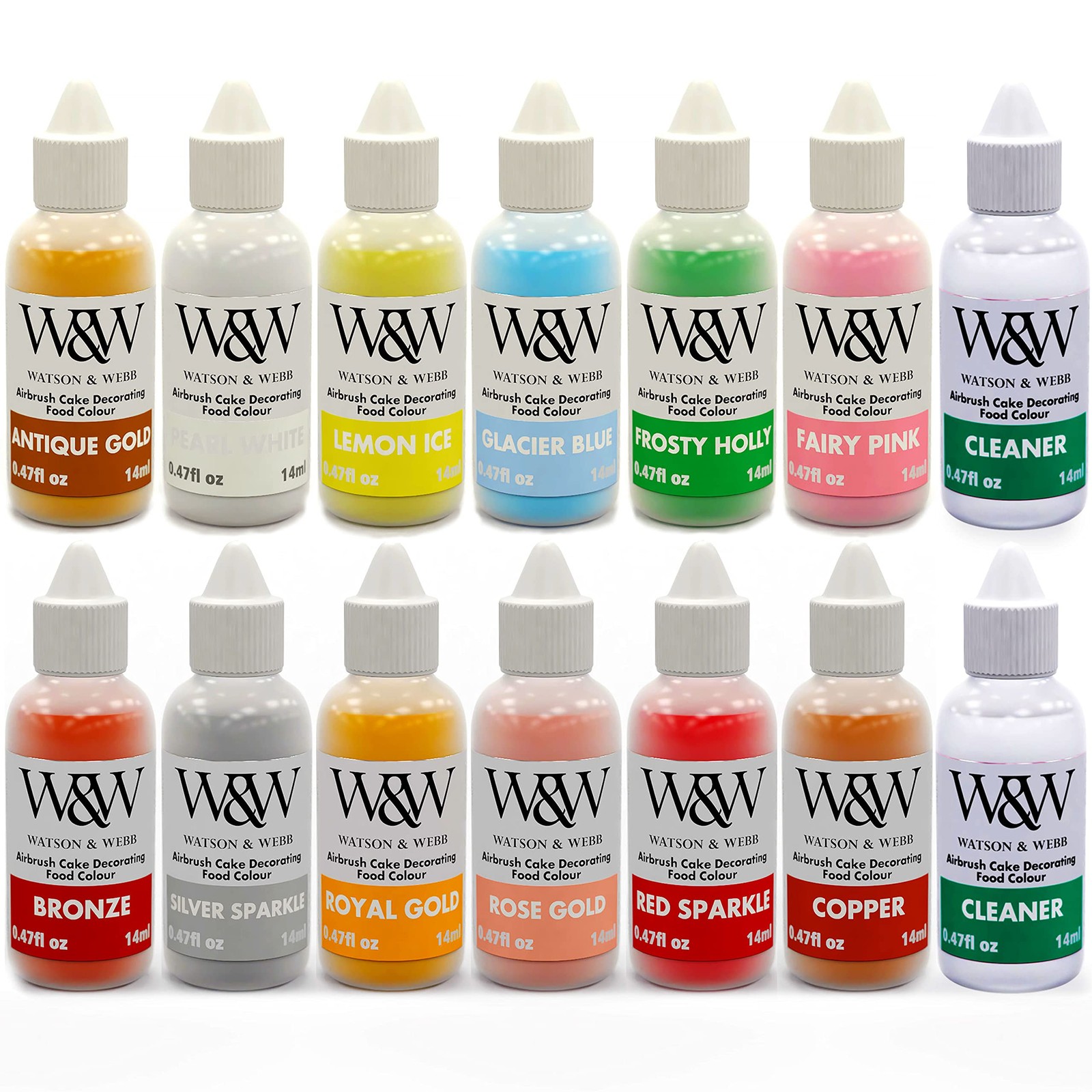 14 ml (Pack of 14), Frosty Holly, Red Glitter, Fairy Pink, Pearl White,...