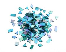 Iridescent Mosaic Glass Tiles 200 Bulk Pieces for Craft Projects, 4 Shapes