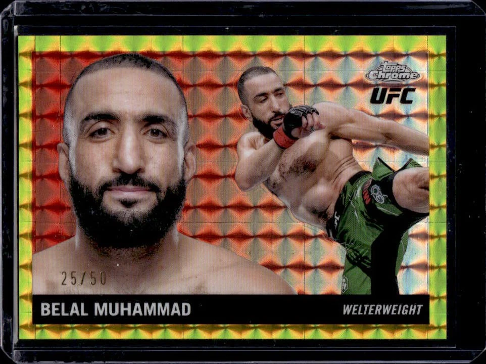 2025 Topps Chrome Belal Muhammad 1955 Gold Geometric Refractor #25/50
