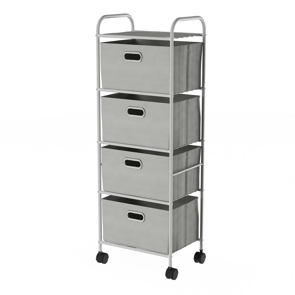 4-Drawer Fabric Dresser Slim Clothes Storage Organizer Rolling Cart for Closet - Image 2 of 4