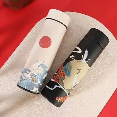 Thermo Kanne Becher Teekanne Trinkflasche Edelstahl schwarz Japan Flasche