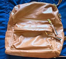 Brown Backpack Purse, Zip Closure, Front Zipper Pockets, Detachable Strap