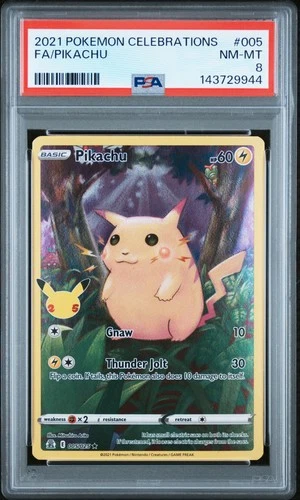 2021 POKEMON CELEBRATIONS #005 FULL ART/PIKACHU PSA 8