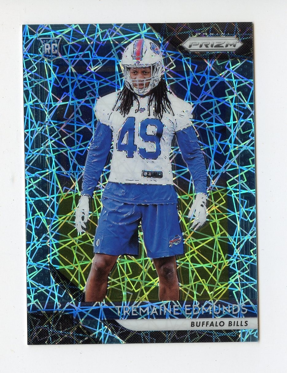 B328 TREMAINE EDMUNDS RC 2018 PRIZM BLUE LAZER REFRACTOR #247 BILLS ROOKIE SP
