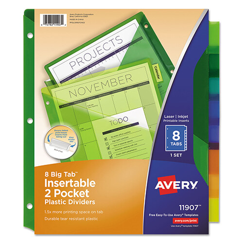 Avery 11907 Insertable Big Tab Plastic 2-Pocket Dividers - Picture 1 of 3