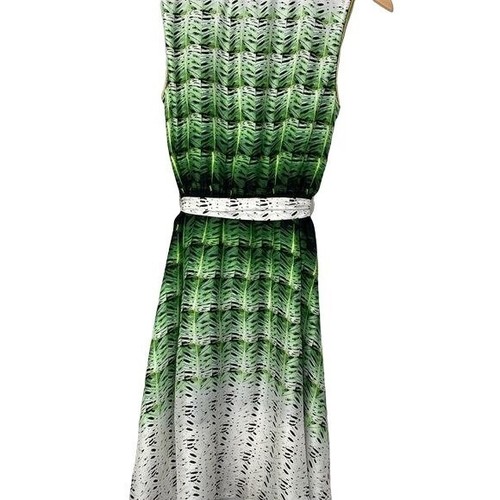 SFIZIO ladies dress sleeveless flowy green white black size 4 Made in USA - Picture 2 of 14