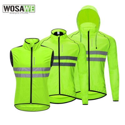 WOSAWE Herren Radfahren Langarm Jacke Weste Rennrad reflektierende  Windjacke