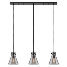 Innovations Newton Cone 3Lt 8" CL Pendant, BK/SM - 123-410-1PS-BK-G411-8SM