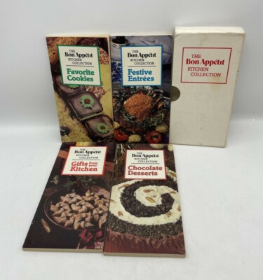 1983 The Bon Appetit Kitchen Collection Lot Of 4 Pocket Cookbooks In Case