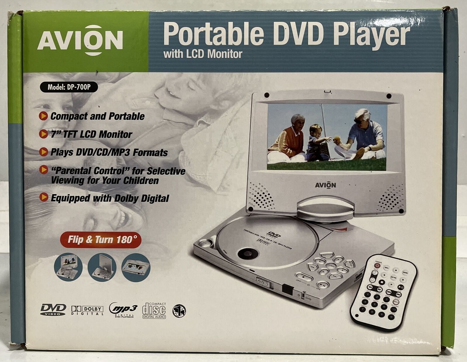 Avion Portable DVD Player With 7” TFT LCD Monitor Brand New In Box