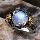 Vintage Antique Style Silver Hand Made Cat Eye Stone Wedding Ring R172