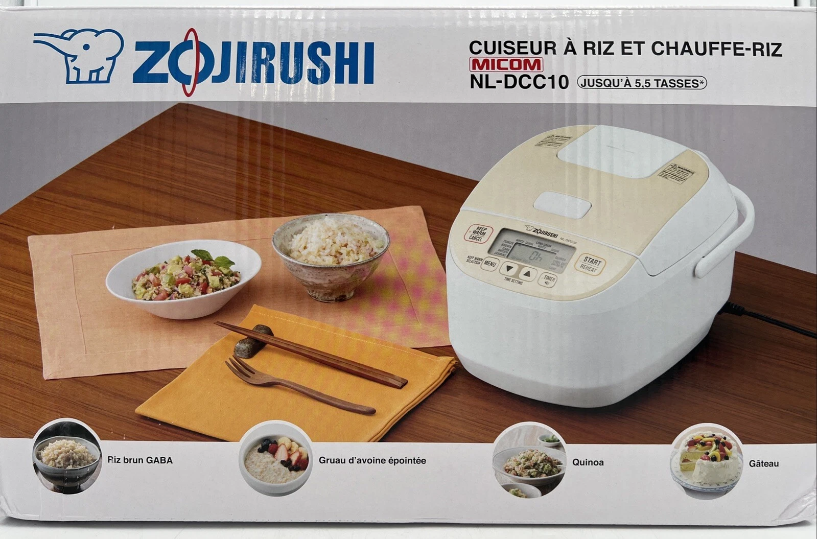 Zojirushi NL-DCC10 Micom Rice Cooker & Warmer 5.5 Cups Pearl Beige, NEW OPEN BOX