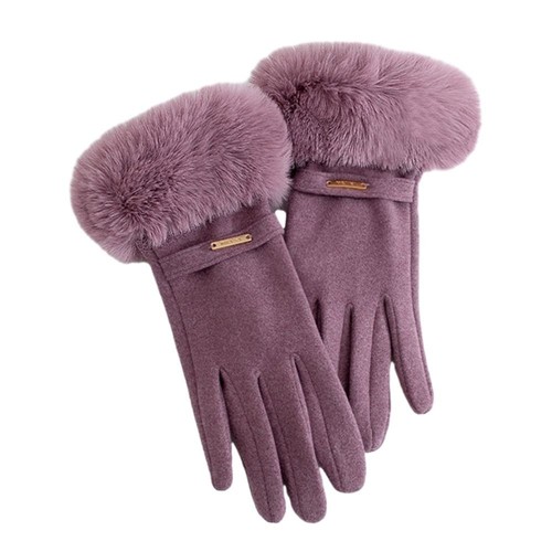 Faux Fur Driving Mittens Thicken Ski Gloves Fashion Touch Screen Gloves Women - Picture 13 of 18