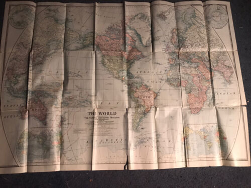 National Geographic mapa świata grudzień 1922 z podziałami politycznymi pocztowymi z I wojny światowej - Zdjęcie 1 z 8