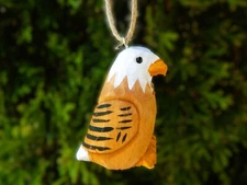 Bald Eagle Ornament Handmade Wooden Hanging Holiday Decor Rustic Carve Figure