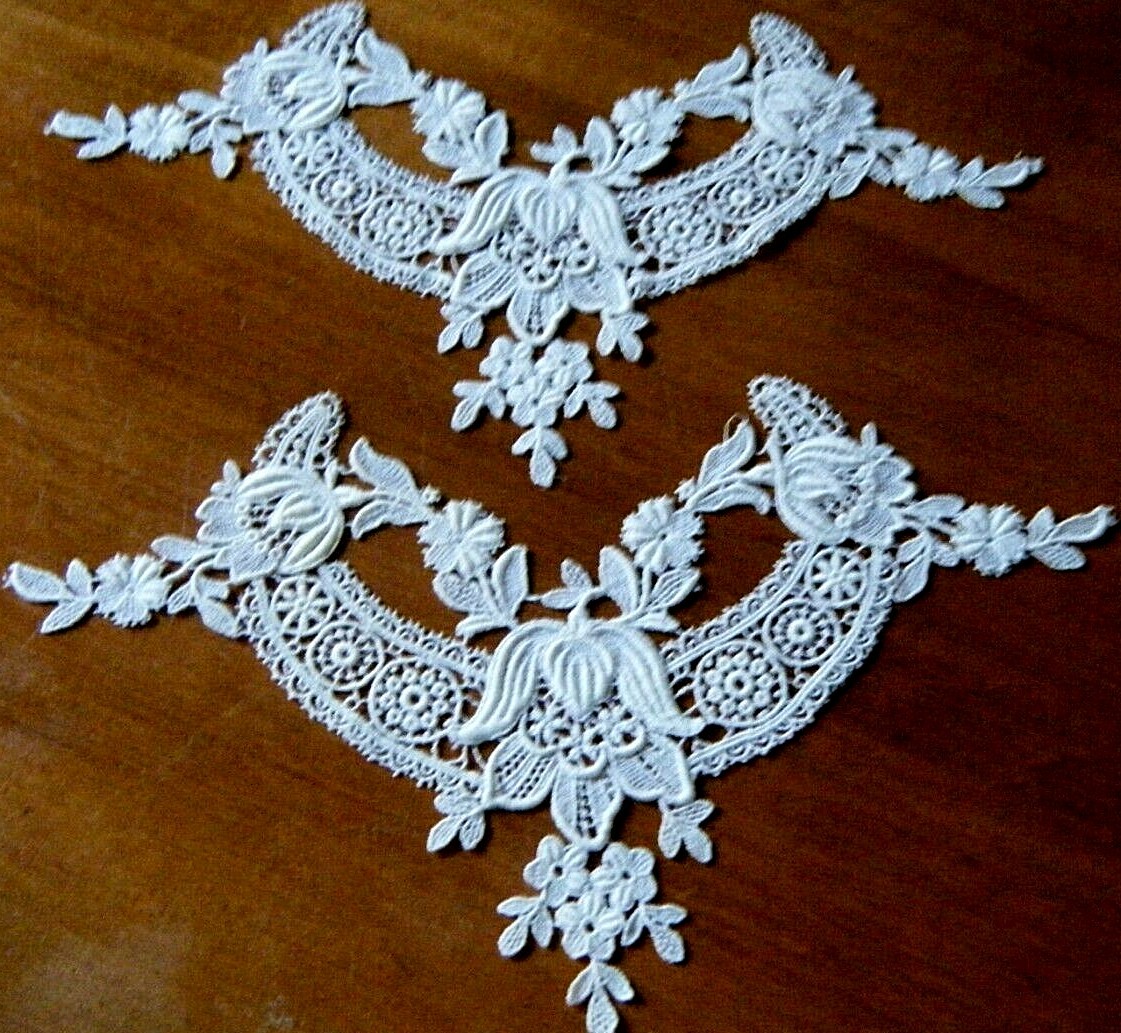 Antique pair cuffs schiffli 3D lace dainty handcrafted wedding design work  # 2