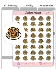 Pancake Planner Sticker, Breakfast Sticker, Calendar & Bullet Journal