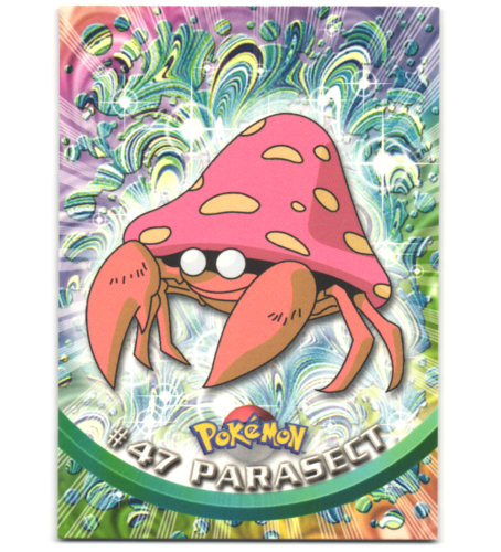 Pokémon 1999 Light Play Topps Series 1 4ème impression logo rouge parasite 47 - Photo 1/2