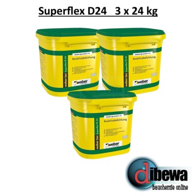 weber.tec Superflex D24 - Reaktivabdichtung, Kellerabdichtung, 2-Komp. 3x24 kg