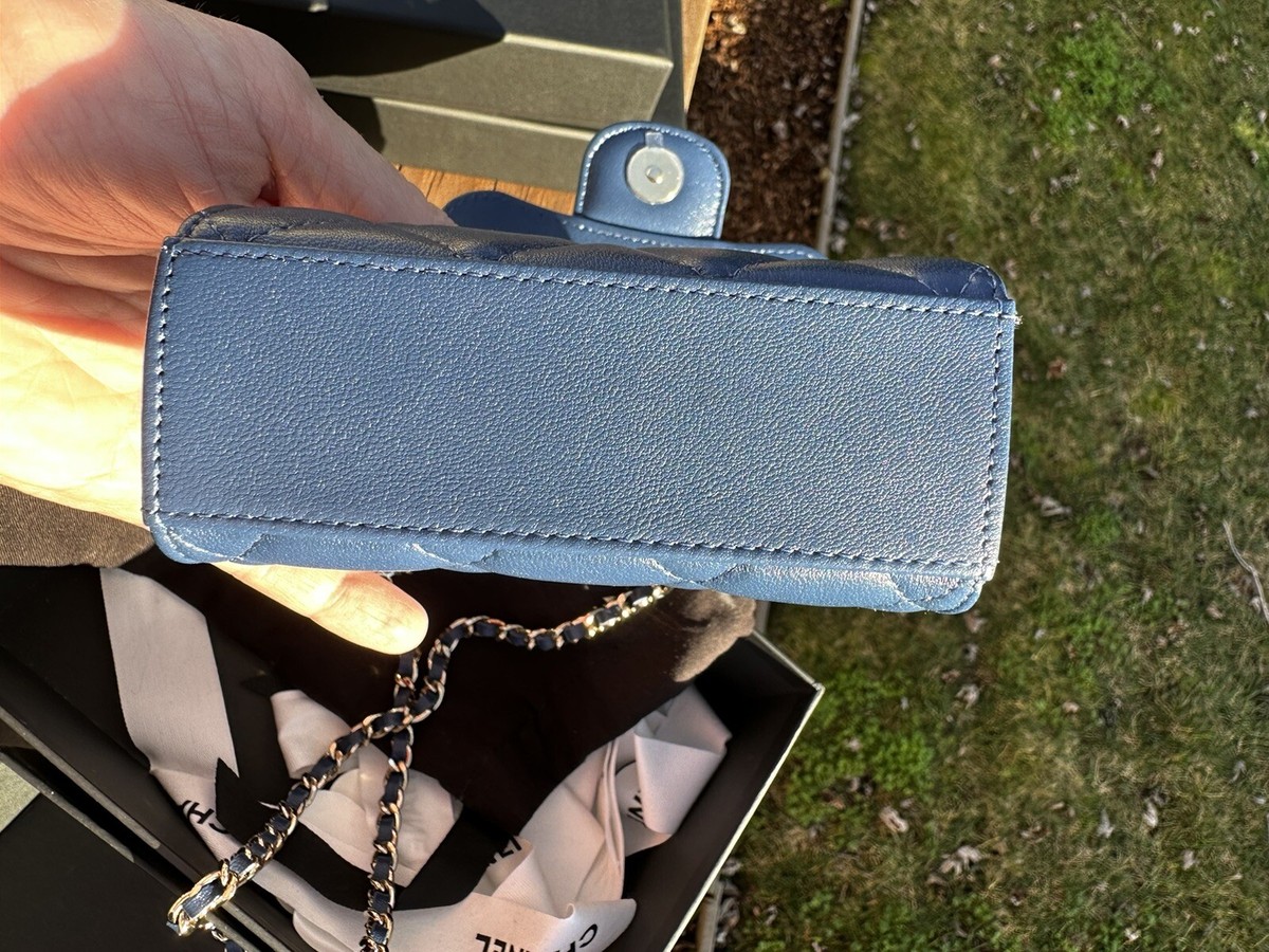 Chanel Square Classic Flap Top Handle Clutch with Chain