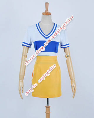 One Piece Cosplay Anime Nami Plain Dress Costume Shirt Yellow Skirt  Halloween