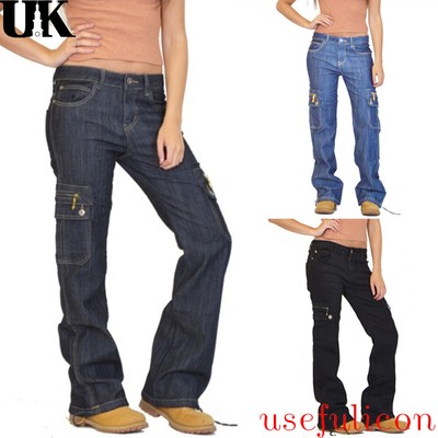 ladies denim cargo pants