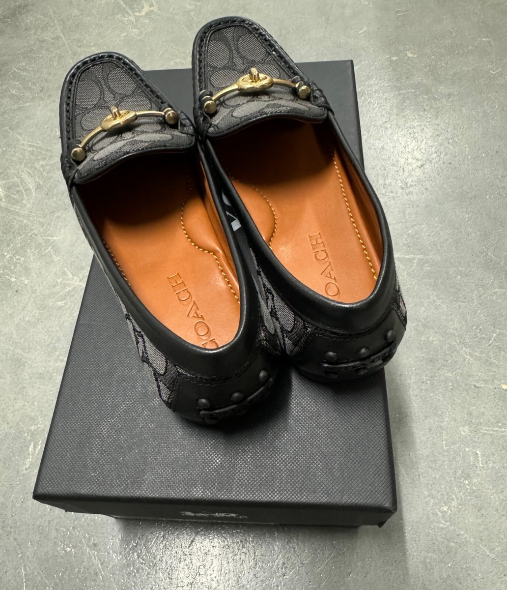 NIB Coach Signature Jacquard Turn lock greenwich driver slip on