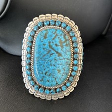 Native XL Mens Blue Kingman Turquoise Cuff Bracelet Sterling Silver 14223