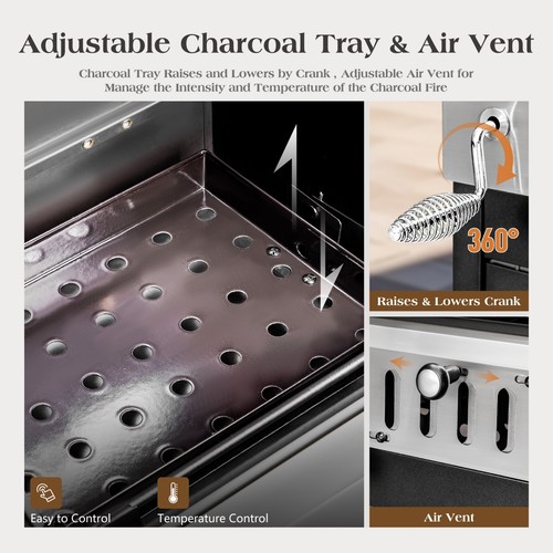 Charcoal Grill and Propane Gas Grill Combo Dual Function Outdoor Grill Car - Picture 13 of 15